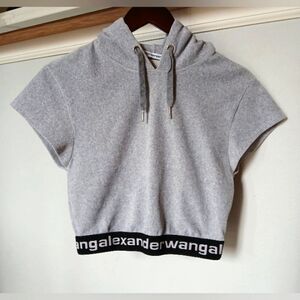 Alexander Wang Cropped Short Sleeve Hoodie Womens Size S
